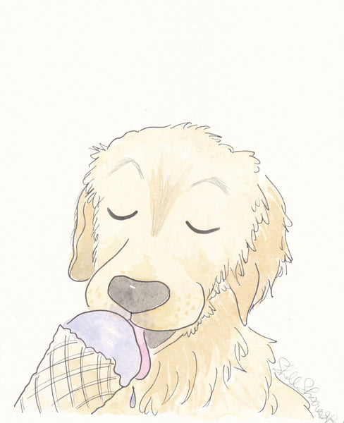 labrador licking ice-cream wall art print shell sherree
