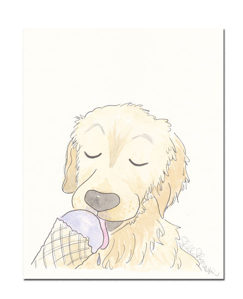 labrador licking ice-cream wall art print shell sherree