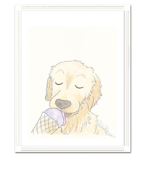 labrador licking ice-cream wall art print shell sherree