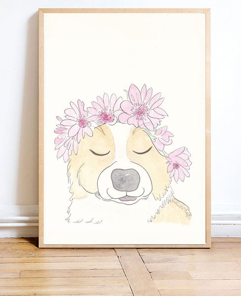 cute corgi dog wall art shell sherree