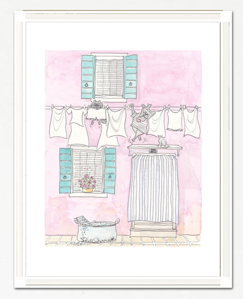 venice washing day animals wall art print shellsherree