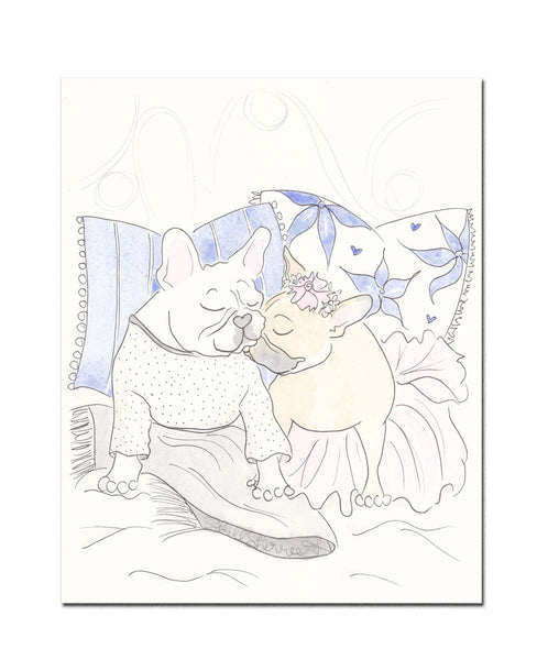 Sweet Frenchie Dogs art print shell sherree