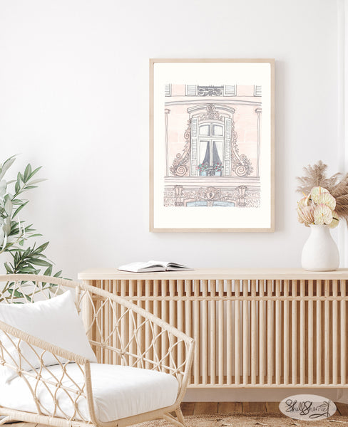 french wall art paris window no9 illustration shellsherree