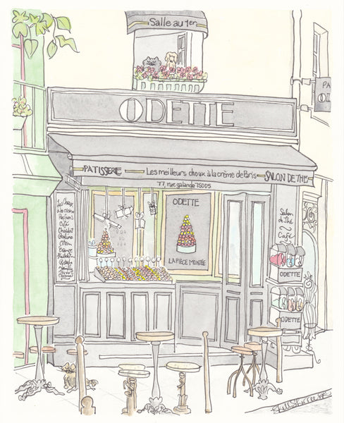odette patisserie paris print by shell sherree