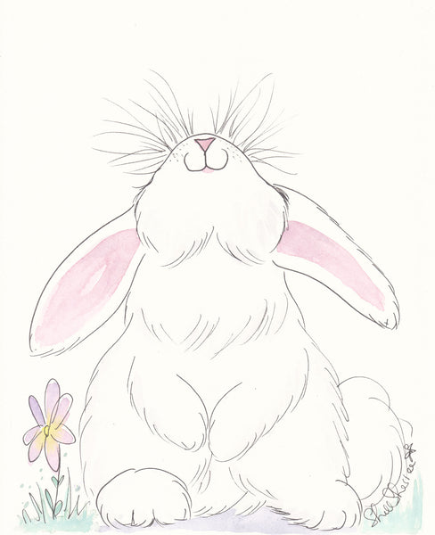 sweet bunny with big whiskers art by shell sherree