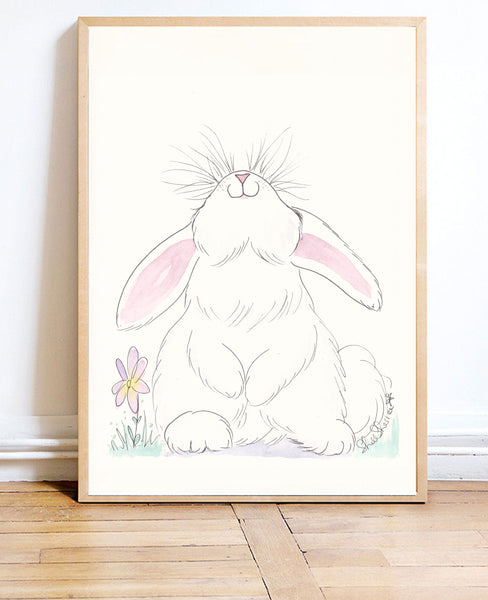sweet bunny with big whiskers art by shell sherree