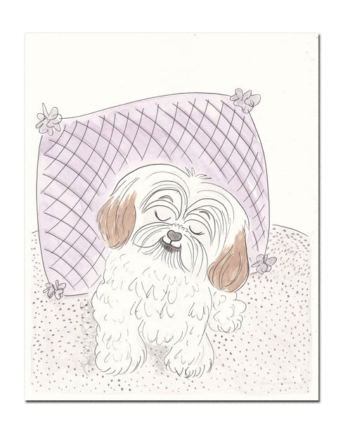 shih tzu dog on cushion art by shell sherree