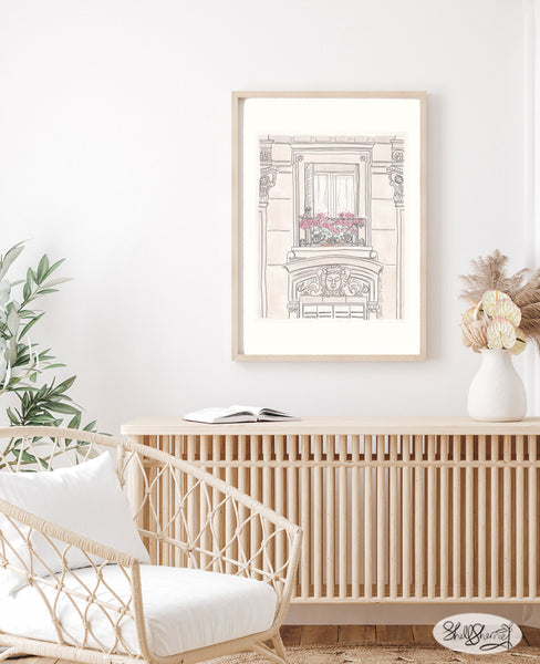 french wall art paris building detail balcony print by shellsherree