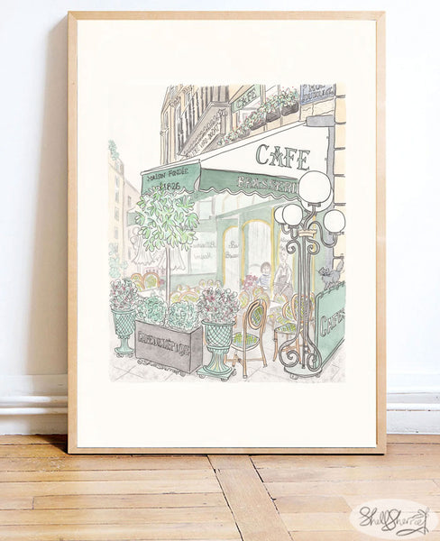 paris cafe print - cafe de l'epoque french wall art shellsherree