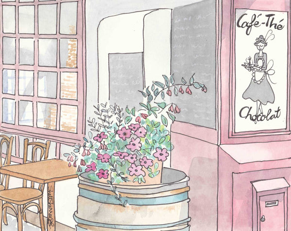 cafe the chocolat Paris cafe art print by shell sherree