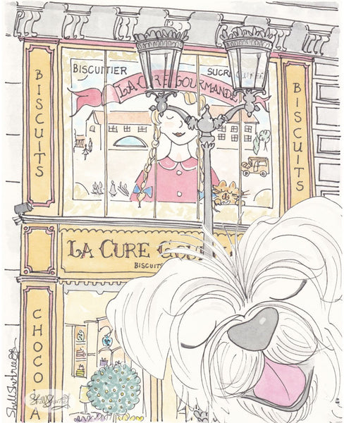 la cure gourmande paris art with white dog by shell sherree