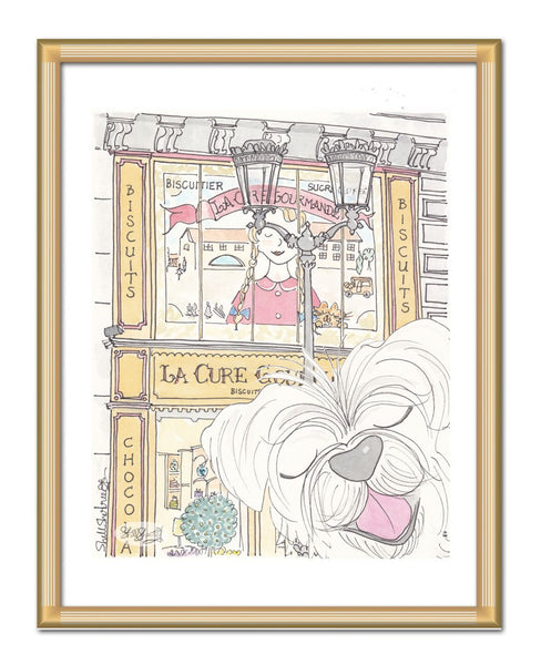 la cure gourmande paris art with white dog by shell sherree