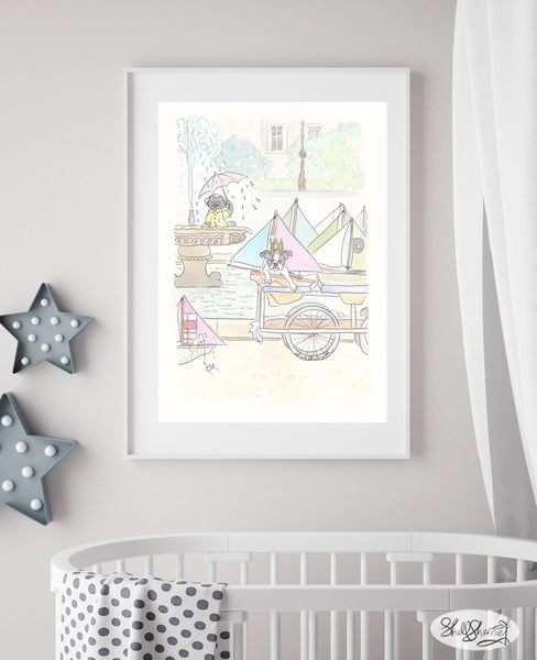 jardin du luxembourg cat and dog paris print shellsherree