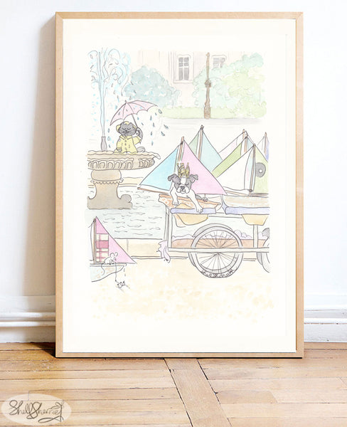 jardin du luxembourg cat and dog paris print shellsherree
