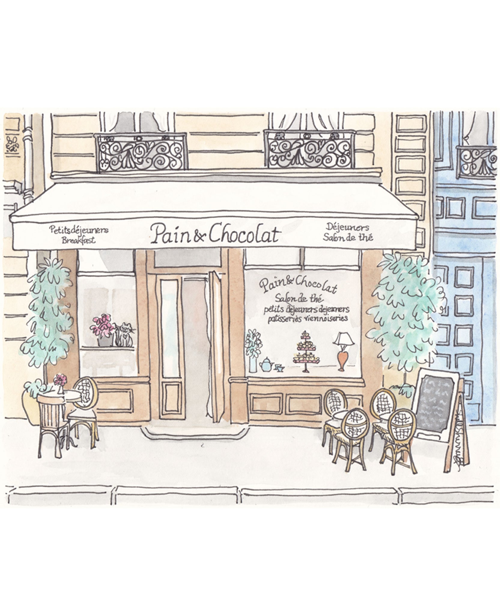 paris cafe drawing