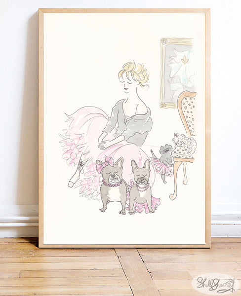 Pink Tutu Ballet Party with Furry Friends wall art by Shell Sherree