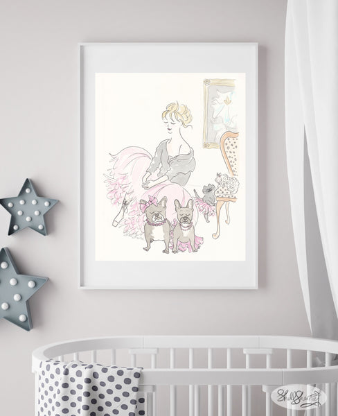 Pink Tutu Ballet Party with Furry Friends wall art by Shell Sherree