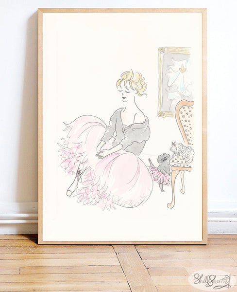 Pink Tutu Ballet Party with Furry Friends wall art by Shell Sherree