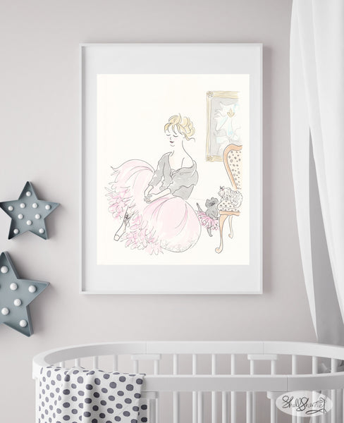 Pink Tutu Ballet Party with Furry Friends wall art by Shell Sherree
