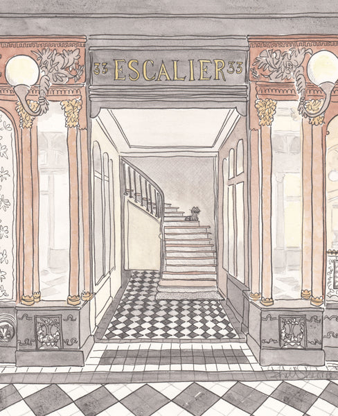 paris decor staircase in Galerie Vero-Dodat illustration Shell Sherree