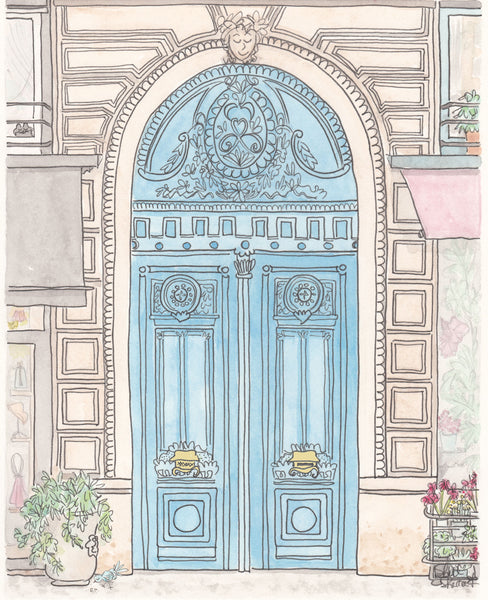 paris french blue doors wall art painting decor by shell sherree with french building architecture