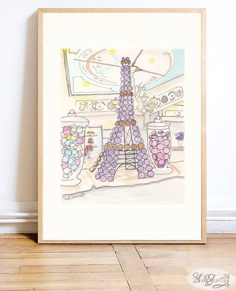 Eiffel Tower of Macarons Paris Print by Shell Sherree