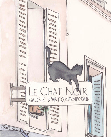 le chat noir black cat french wall art by shell sherree