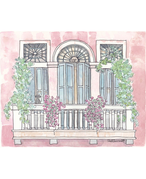 italy wall art pink architecture teal doors balcony cat by shellsherree