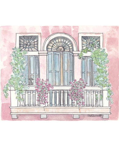 italy wall art pink architecture teal doors balcony cat by shellsherree