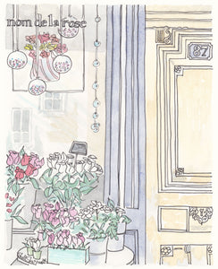 french flower shop wall art au nom de la rose illustration by shell sherree