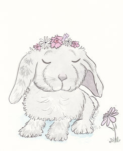 sweet bunny with flower crown nursery art shell sherree