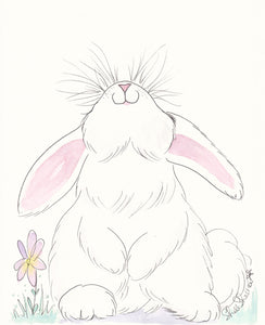 sweet bunny with big whiskers art by shell sherree