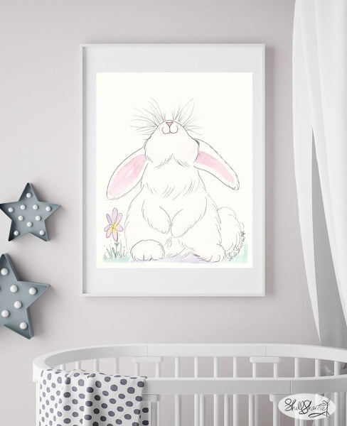 sweet bunny with big whiskers art by shell sherree