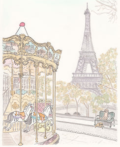 french carousel trocadero paris with eiffel tower view wall art by shell sherree