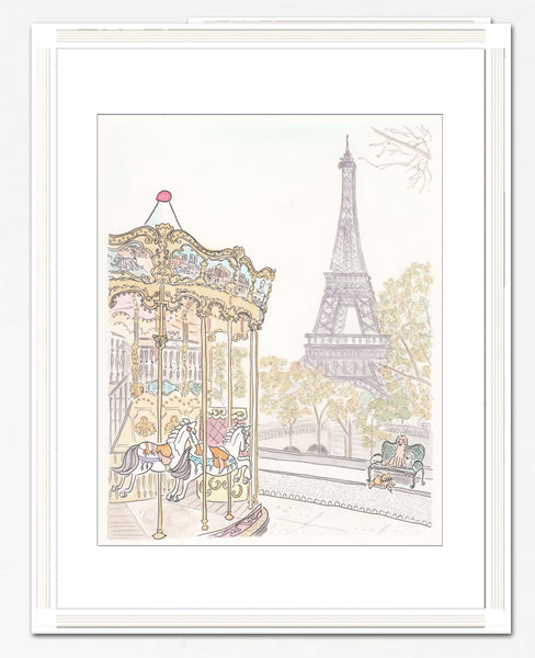 french carousel trocadero paris with eiffel tower view wall art by shell sherree