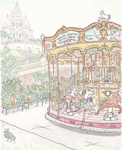 french wall art carousel paris montmartre sacre coeur by shell sherree