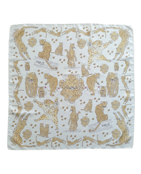 Leopard Print Silk Scarf 'A Leap of Lovely Leopards' on pure Italian silk twill by Shell Sherree