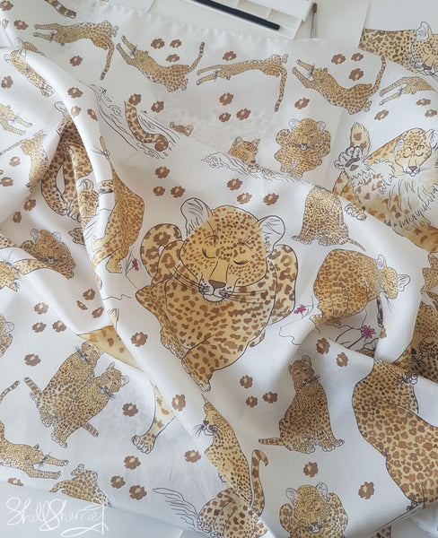 leopard print scarf, leopard scarf silk by shell sherree