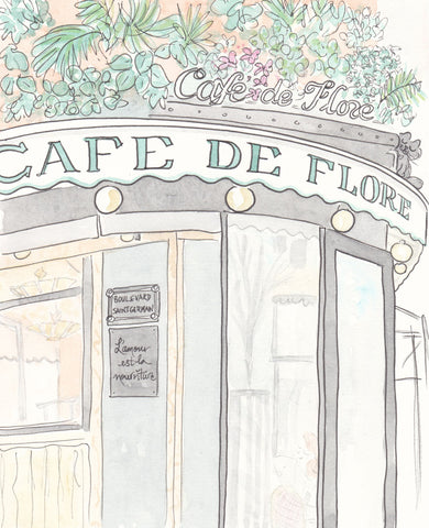 paris art print cafe de flore by shell sherree
